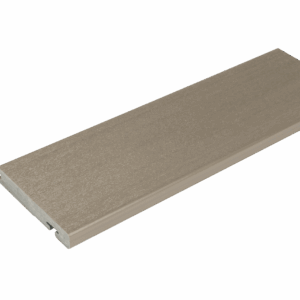 Silver Grey Co-Extrusion WPC Stair Board from Deckotech, featuring durable polymer cap and realistic wood grain texture
