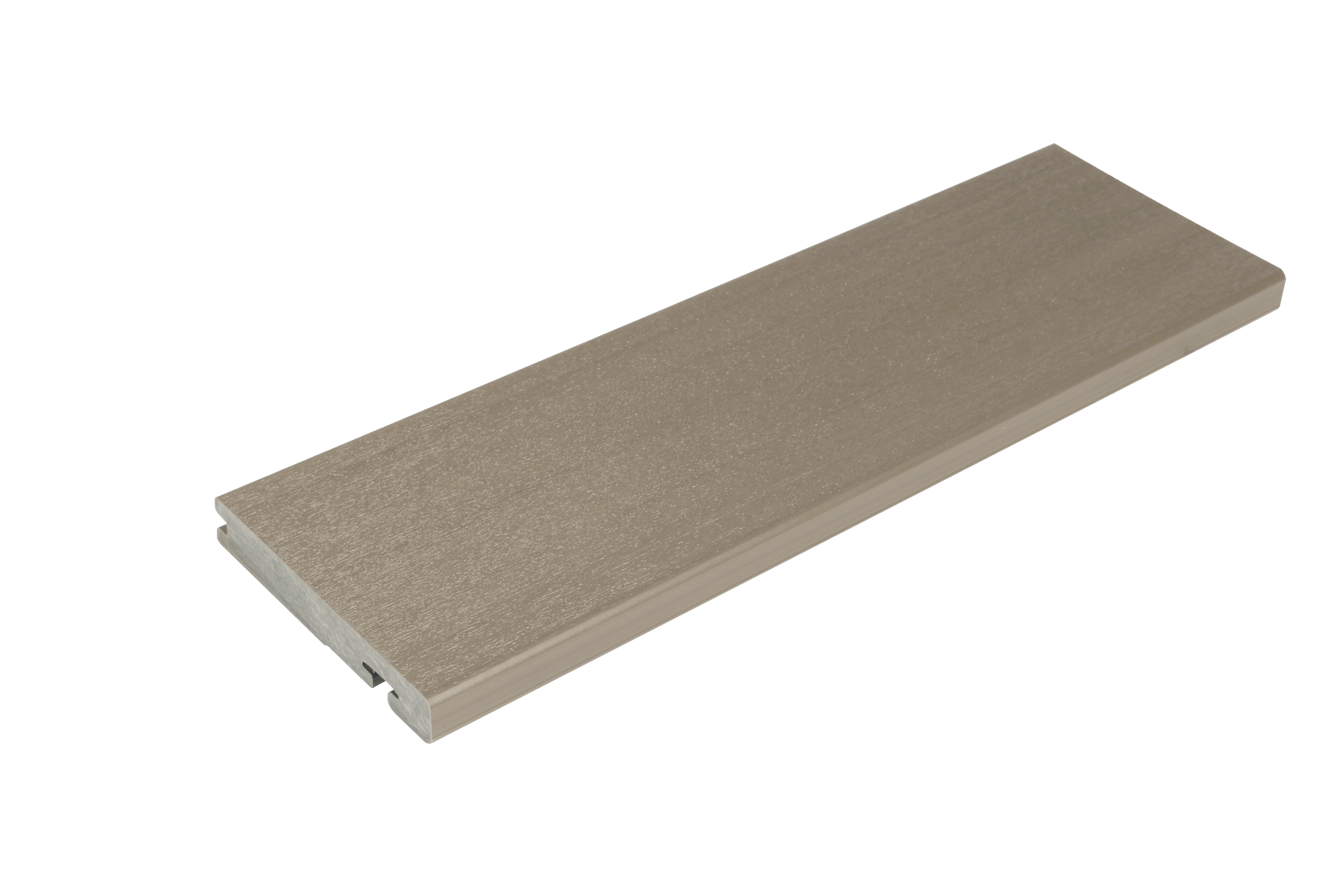 Silver Grey Co-Extrusion WPC Stair Board from Deckotech, featuring durable polymer cap and realistic wood grain texture